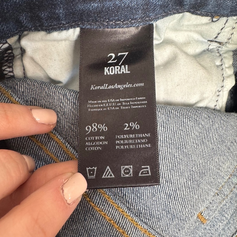 Koral Medium Blue Wash Cuffed Cropped Capri Skinny Jeans Women's Size 27 - Picture 7 of 7